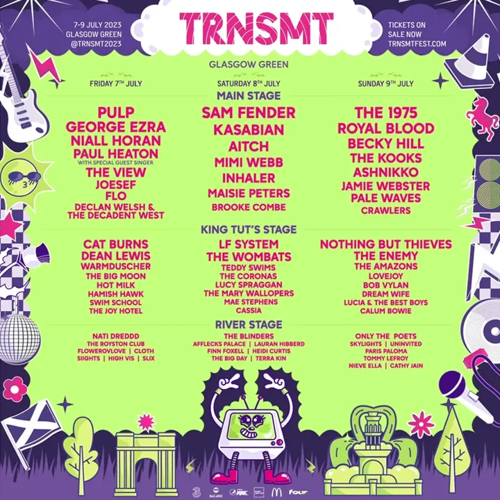 The TRNSMT 2023 poster listing the full lineup
