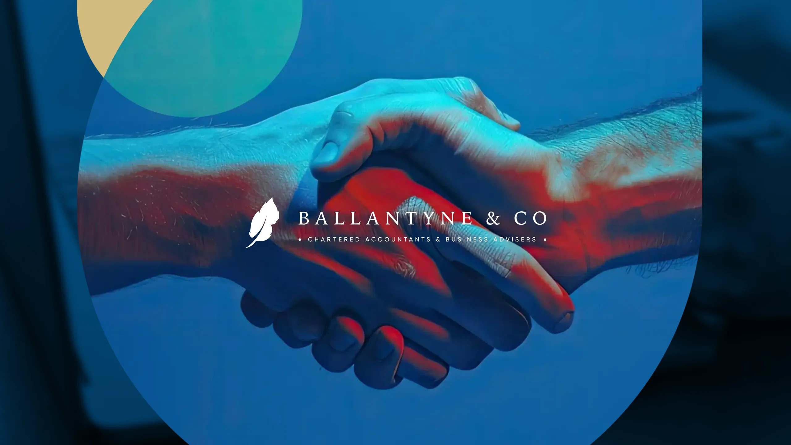 Ballantyne & Co logo over an illustration of two hands shaking