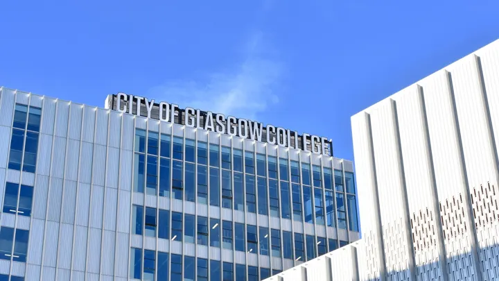 The City of Glasgow College City Campus building against a blue sky