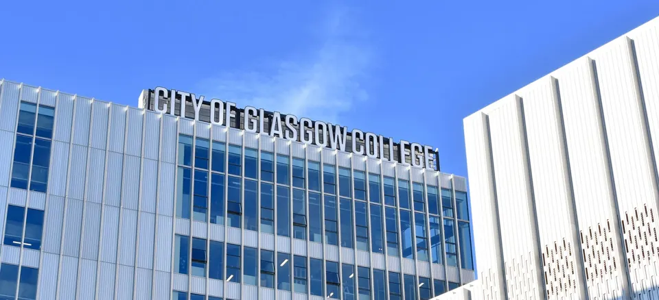 The City of Glasgow College City Campus building against a blue sky