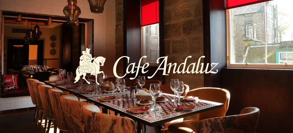 Cafe Andaluz logo over the restaurant's private dining room